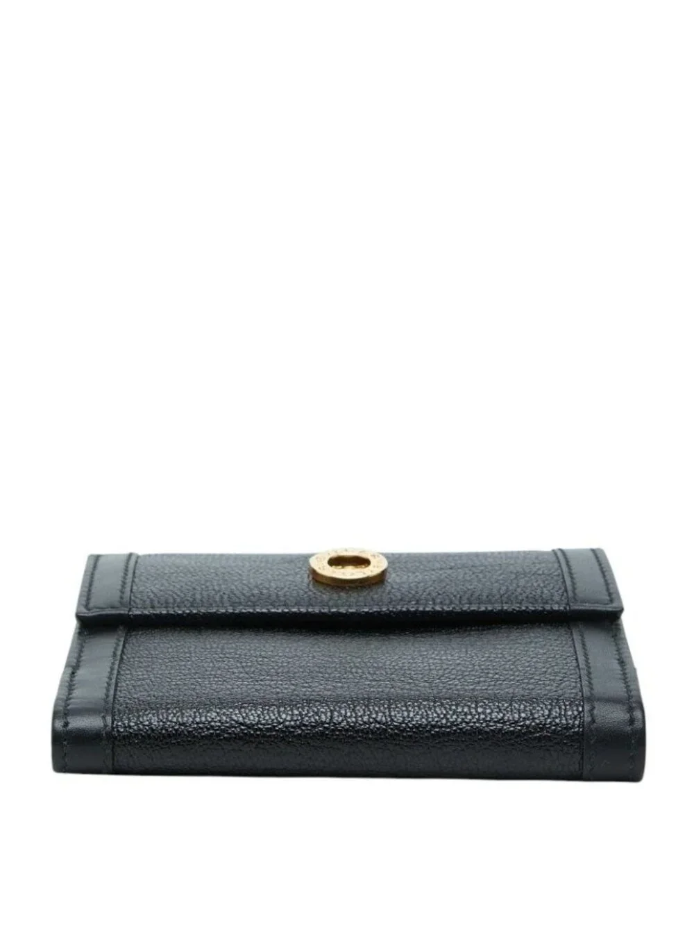 Bvlgari Doppiotondo Trifold Wallet Hook Black Leather